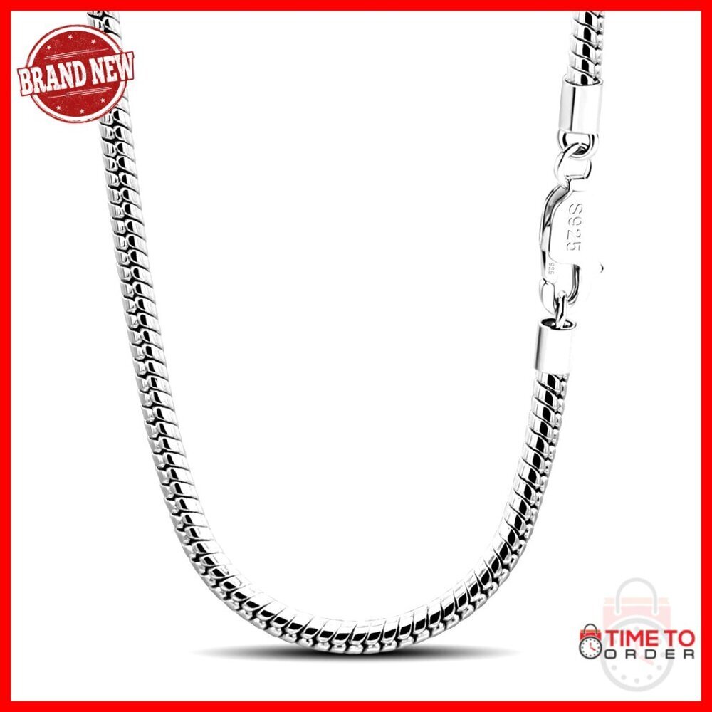Sterling Silver Snake Chain Necklace 24 Inches 4MM Unisex Fine Jewelry